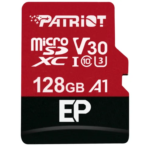 Карта пам'яті Patriot EP Series microSDXC 128GB (UHS-I U3) W-80 MB/s, R-90 MB/s Class 10 A1 (PEF128GEP31MCX) + SD Adapter