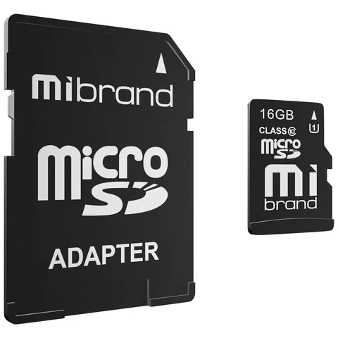 Карта пам'яті Mibrand microSDHC 16GB (UHS-I U1) Class 10 (MICDHU1/16GB-A) + SD Adapter