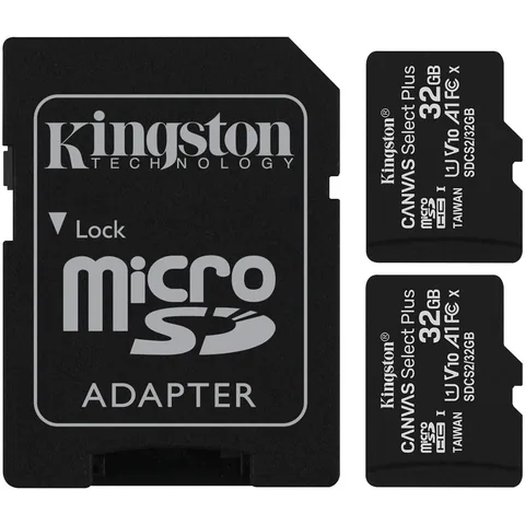 Карта пам'яті Kingston 2xmicroSDHC 32GB Canvas Select Plus (UHS-I U1) W-10 MB/s, R-100 MB/s Class 10 A1 V10 (SDCS2/32GB-2P1A) + SD Adapter