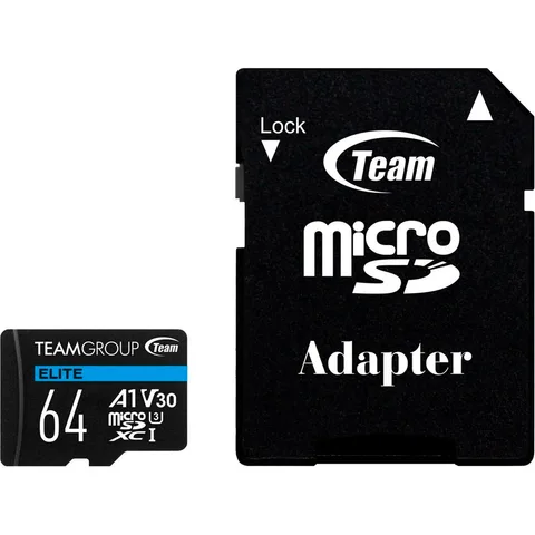 Карта пам'яті Team Elite microSDXC 64GB (UHS-I U3) W-50 MB/s, R-100 MB/s Class 10 A1 V30 (TEAUSDX64GIV30A103) + SD Adapter
