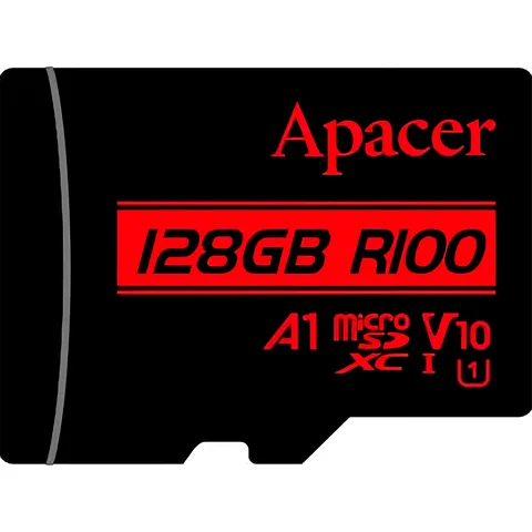 Карта пам'яті Apacer microSDHC 128GB (UHS-I U1) W-100 MB/s, R-100 MB/s Class 10 A1 V10 (AP128GMCSX10UB-RA)