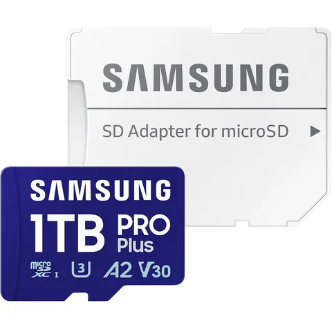 Карта пам'яті Samsung PRO Plus microSDXC 1TB (UHS-I U3) W-130 MB/s, R-180 MB/s Class 10 A2 V30 (MB-MD1T0SA) + SD Adapter