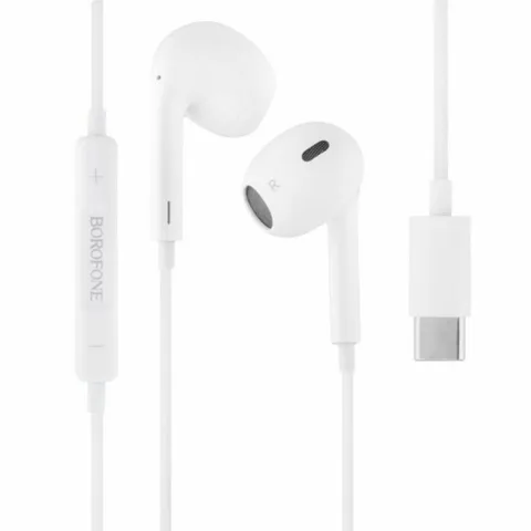 Наушники BOROFONE BM30 Max Acoustic wire control earphones for Type-C with mic White (BM30MCW)