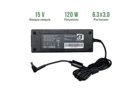 Блок питания для ноутбука Toshiba 1StCharger 15V 8A 120W 6.3 x 3 mm (AC1STTO120WA)