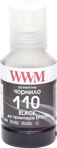 Чернила WWM Epson M1100/M1120 140 мл Black Pigmented (E110BP)