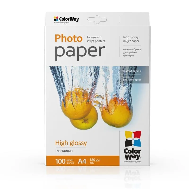 Фотопапір ColorWay глянцевий 180г/м2 A4 100 арк (PG180100A4) — фото 2