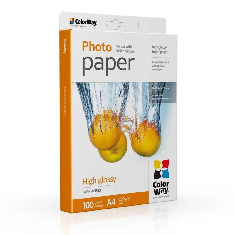 Фотопапір ColorWay глянцевий 200г/м2 A4 100 арк (PG200100A4)