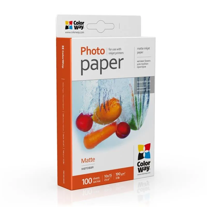 Фотопапір ColorWay матовий 190г/м2 10х15см 100 арк (PM1901004R) — фото 2