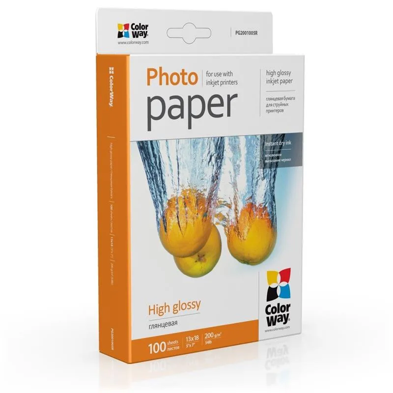 Фотопапір ColorWay глянцевий 200г/м2 13х18см 100 арк (PG2001005R)
