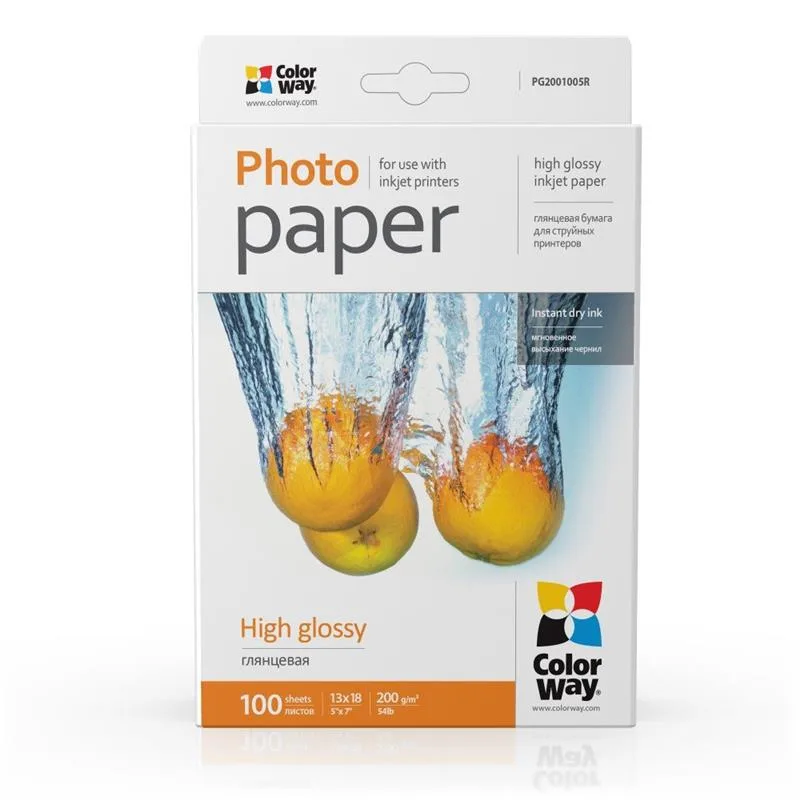 Фотопапір ColorWay глянцевий 200г/м2 13х18см 100 арк (PG2001005R) — фото 2