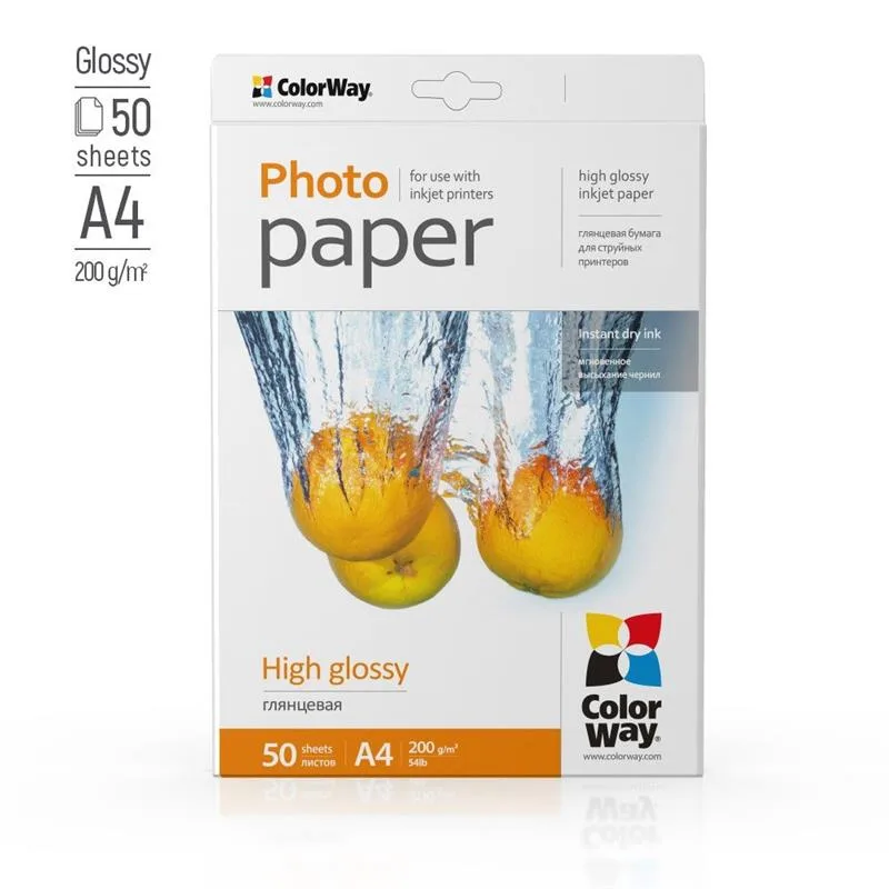 Фотопапір ColorWay глянсовий 200г/м2 A4 50 арк (PG200050A4) — фото 2