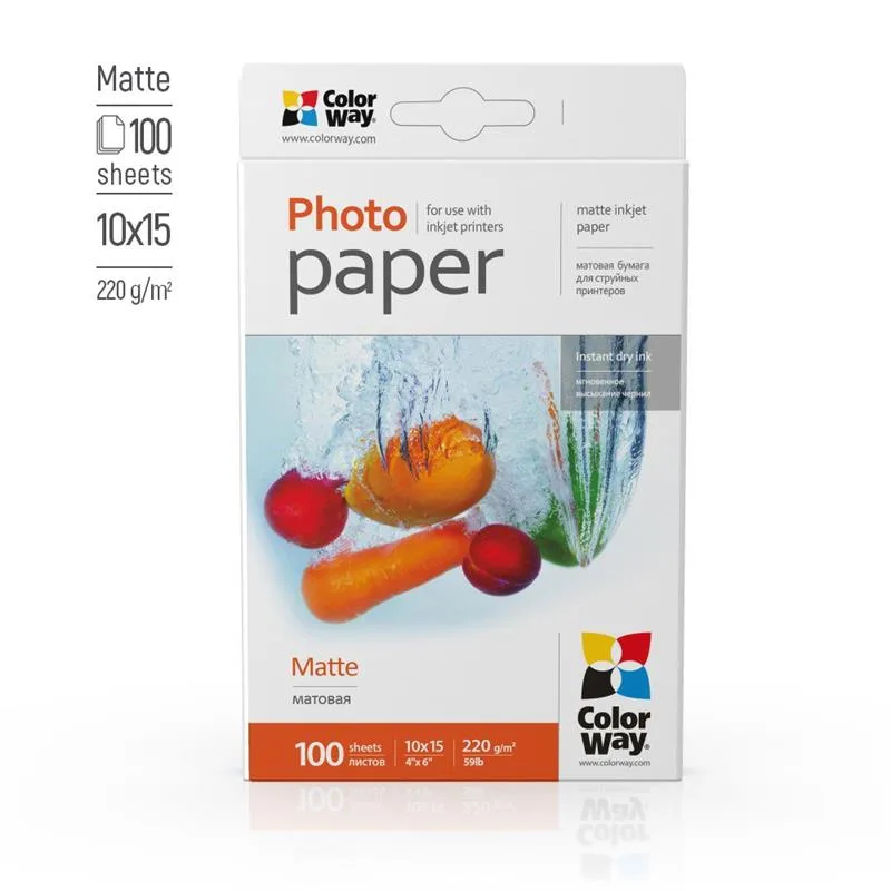 Фотопапір ColorWay матовий 220г/м2 10х15см 100 арк (PM2201004R) — фото 2