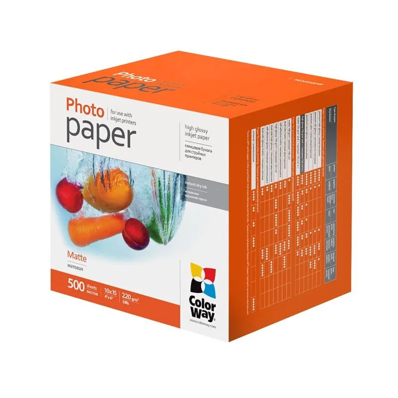 Фотопапір ColorWay матовий 220г/м2 10х15см 500 арк (PM2205004R)