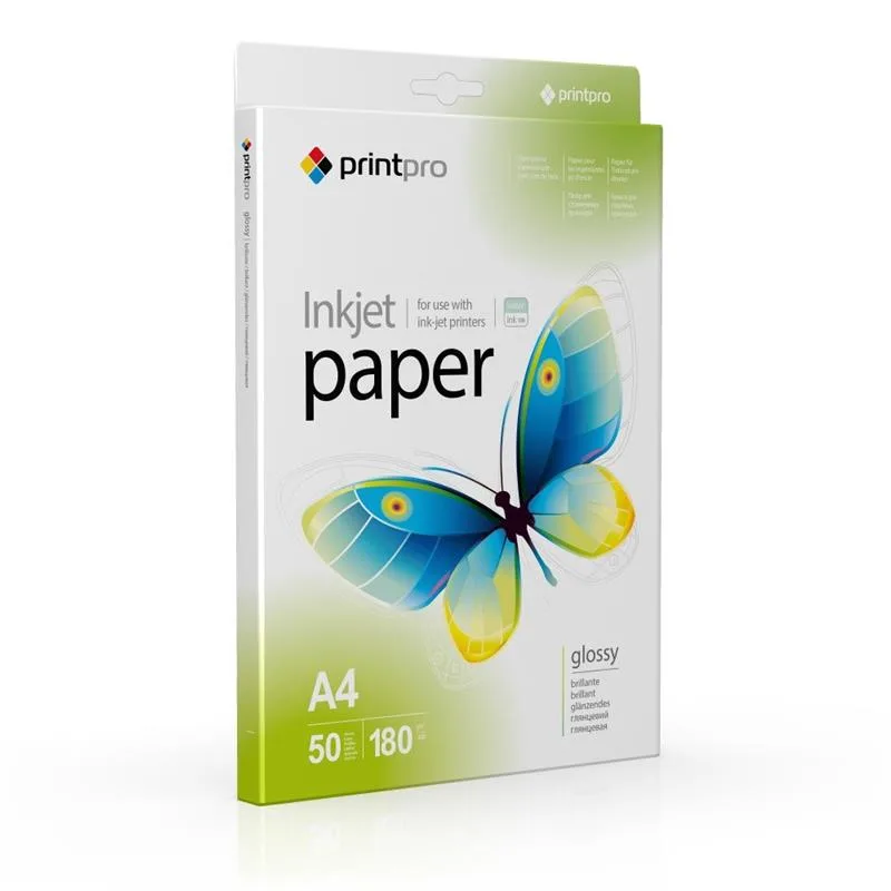 Фотопапір PrintPro глянцевий 180г/м2 A4 50 арк (PGE180050A4)