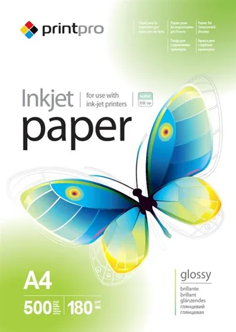 Фотобумага PrintPro глянцевая 180г/м2 A4 500 л (PGE180500A4)