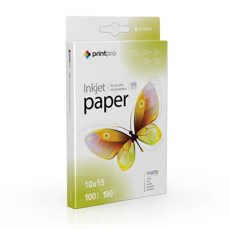Фотопапір PrintPro матовий 190г/м2 10х15см 100 арк (PME1901004R)