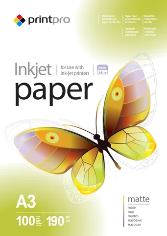 Фотобумага PrintPro матовая 190г/м2 A3 100 л (PME190100A3)