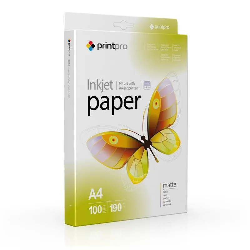 Фотопапір PrintPro матовий 190г/м2 A4 100 арк (PME190100A4)