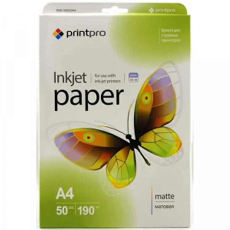 Фотопапір PrintPro матовий 190г/м2 A4 50 арк (PME190050A4)
