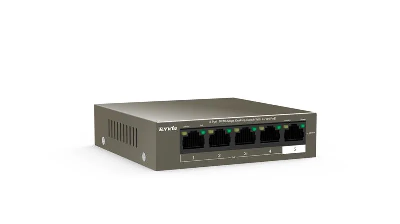 Компактний мережевий комутатор Tenda TEF1105P-4-38W з портами RJ45