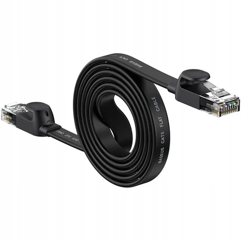 Сетевой кабель Baseus high Speed Six types of RJ45 Gigabit network cable (flat cable) 1.5m (WKJS000001) Black
