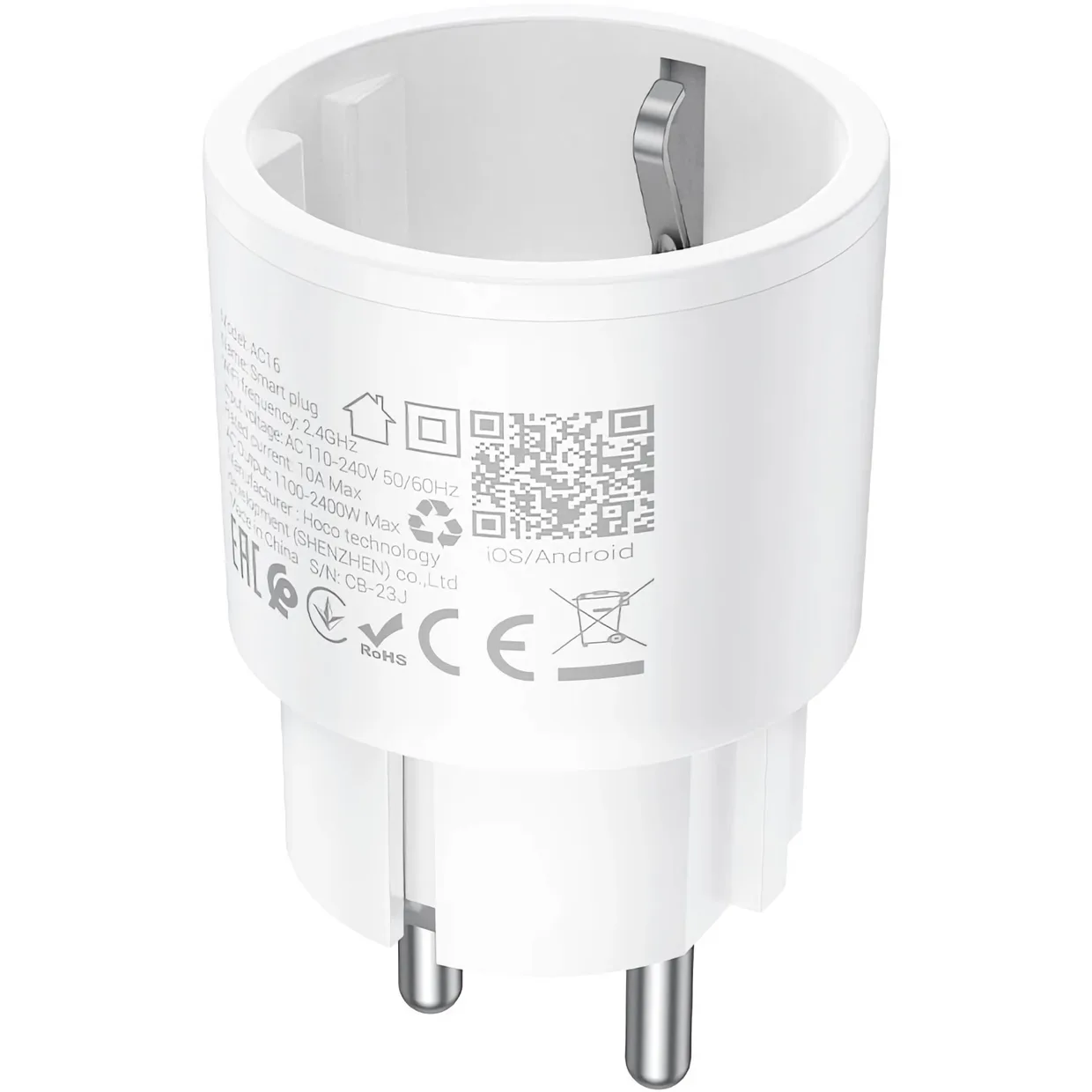 Умная розетка Hoco AC16 Veloz smart socket (EU/GER) (6942007616959) White — фото 5