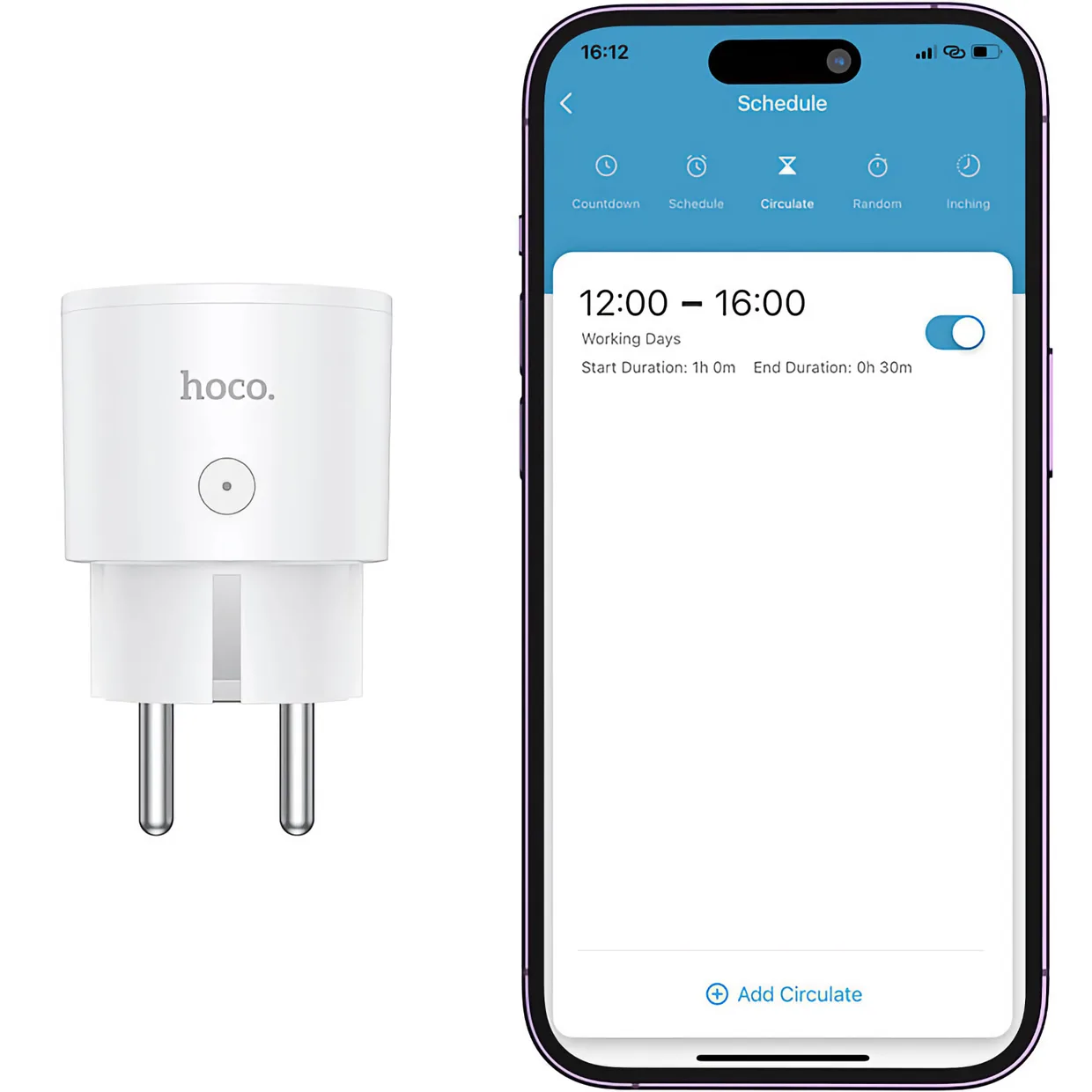 Умная розетка Hoco AC16 Veloz smart socket (EU/GER) (6942007616959) White — фото 6
