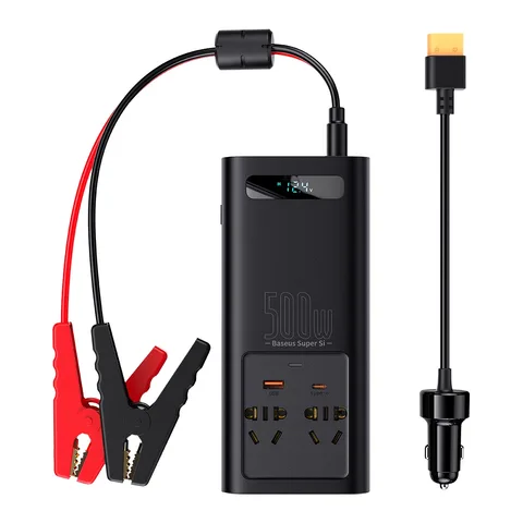 Автомобільний інвертор Baseus Super Si Power Inverter 500W – 220V (CGNB000101) Black