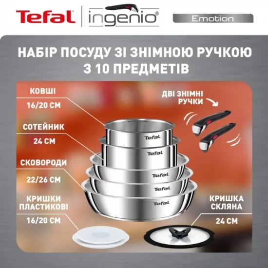 Набор посуды Tefal Ingenio Emotion 10 предметов (L897SA74) — фото 8