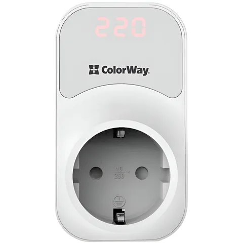 Реле напряжения ColorWay 16A 3680W, 150-210V/230-280V DS1 (CW-VR16-01D) White