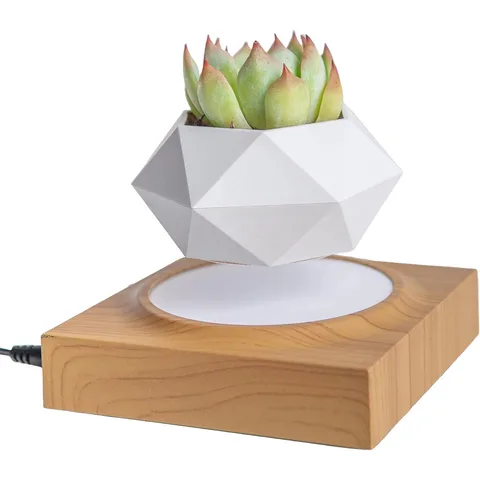 Магнитный левитационный горшок для растений Xiaomi HCNT Magnetic Levitating Pot M10-FP (SIM10-FP) Wood Grain White
