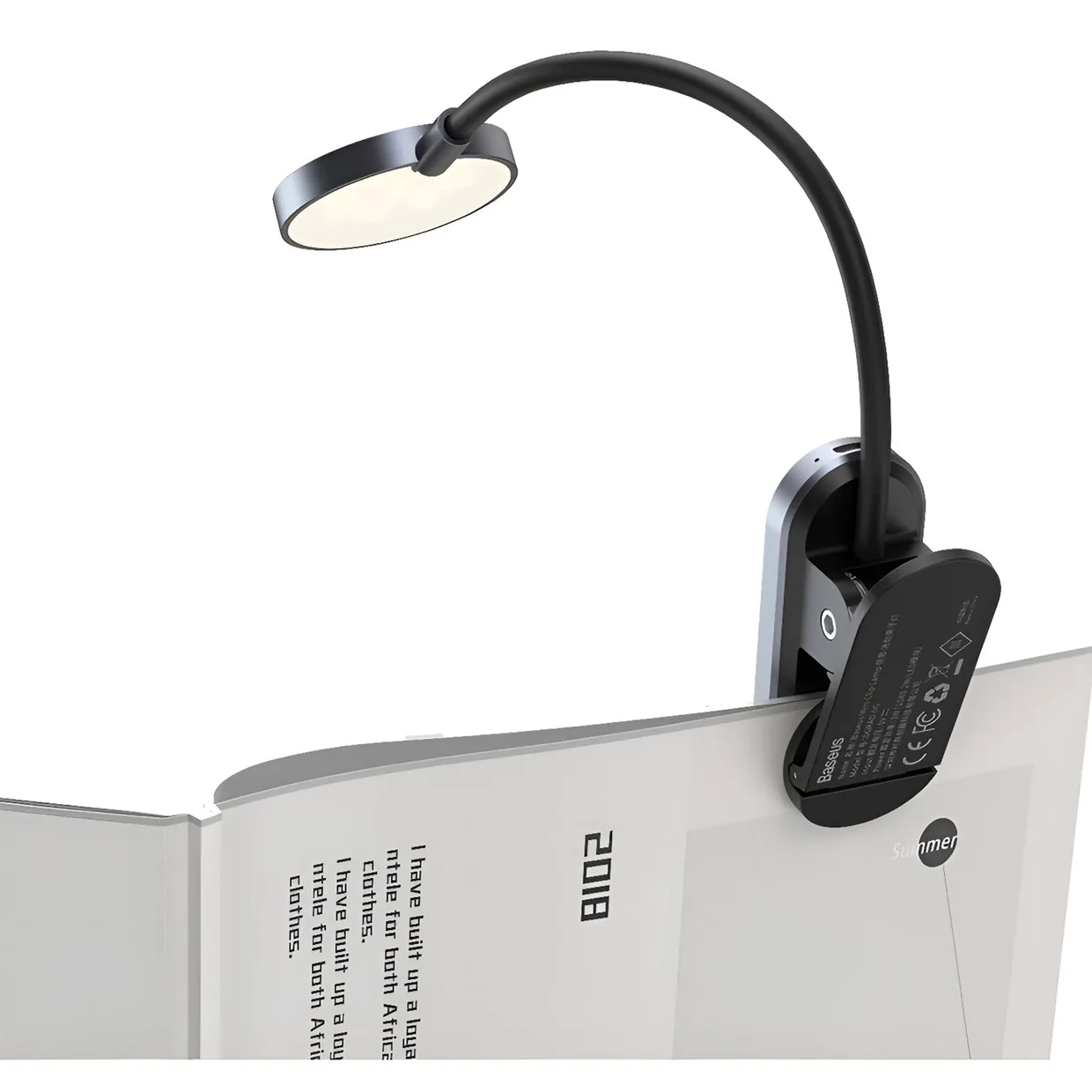 Портативная настольная лампа Baseus Comfort Reading Mini Clip Lamp (DGRAD-0G) Dark Gray — фото 3