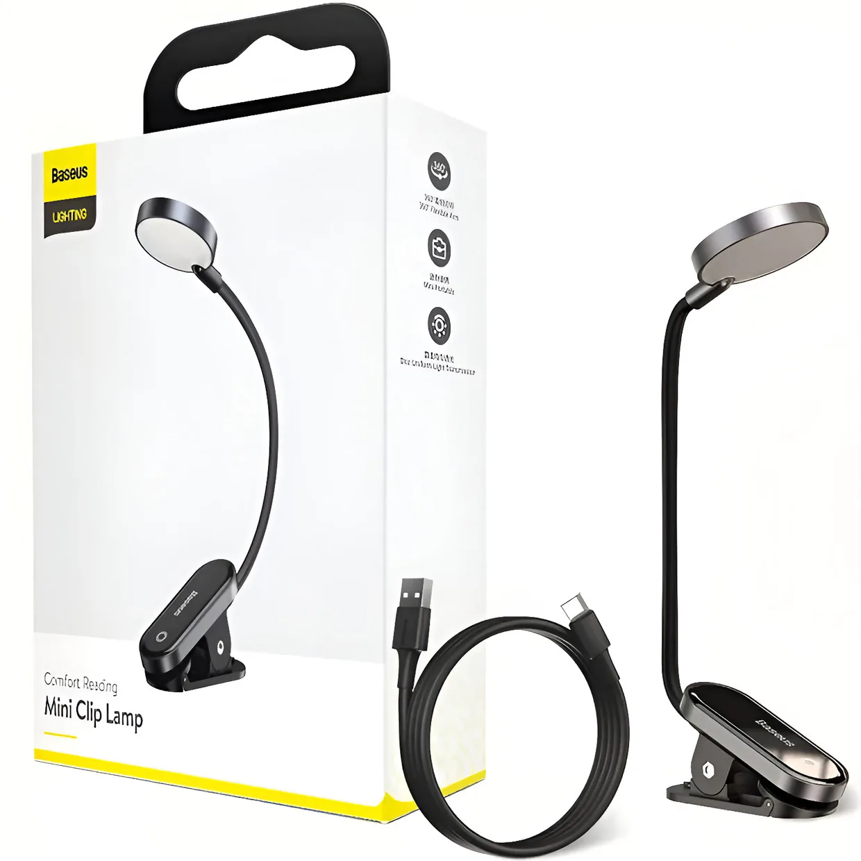 Портативная настольная лампа Baseus Comfort Reading Mini Clip Lamp (DGRAD-0G) Dark Gray — фото 5