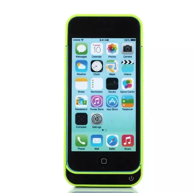 Чехол аккумулятор для iPhone 5/5C/5s/SE с подставкой в салатовом цвете фото 4