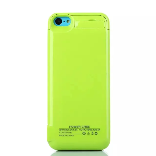 Чехол аккумулятор для iPhone 5/5C/5s/SE с подставкой в салатовом цвете фото 5