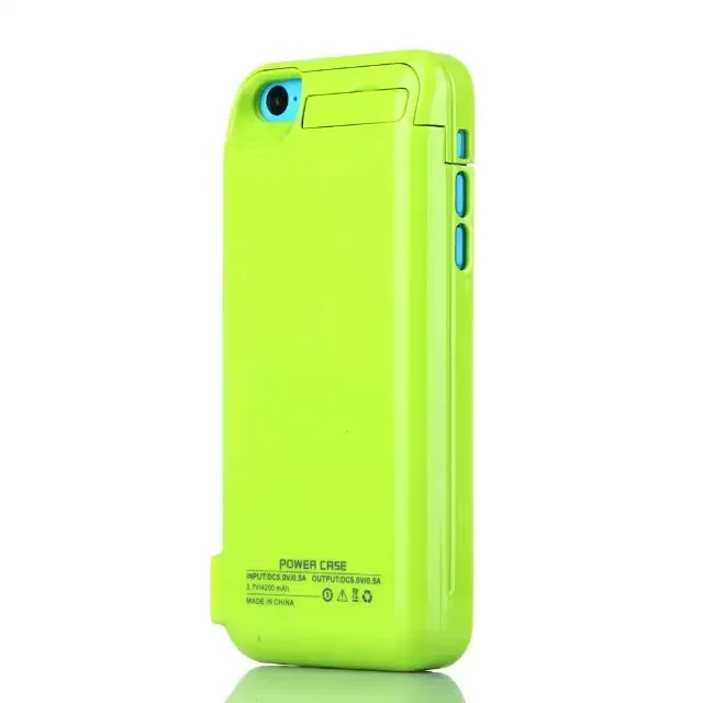 Чехол аккумулятор для iPhone 5/5C/5s/SE с подставкой в салатовом цвете фото 7