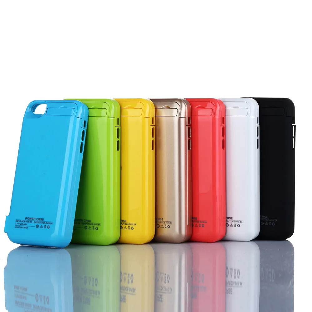 Чехол аккумулятор для iPhone 5/5C/5s/SE с подставкой в салатовом цвете фото в расцветках