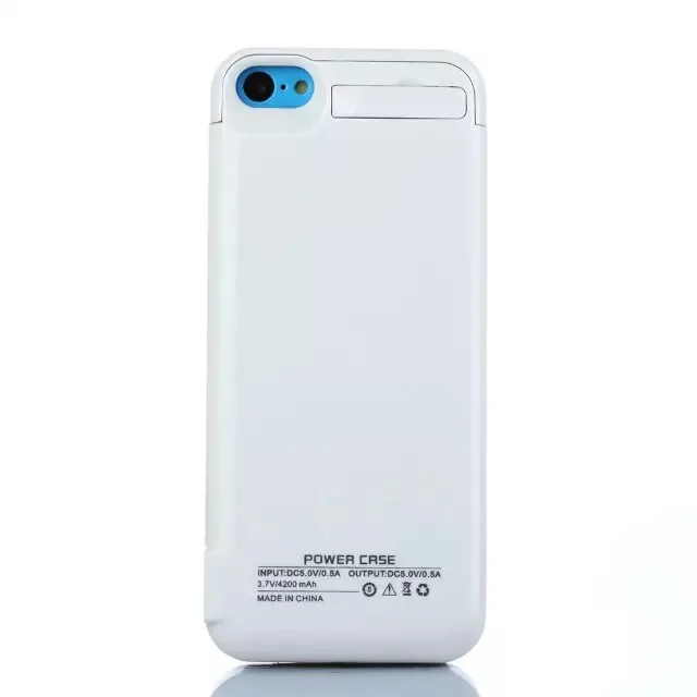 Чехол аккумулятор для iPhone 5/5C/5s/SE с подставкой в белом цвете фото 5