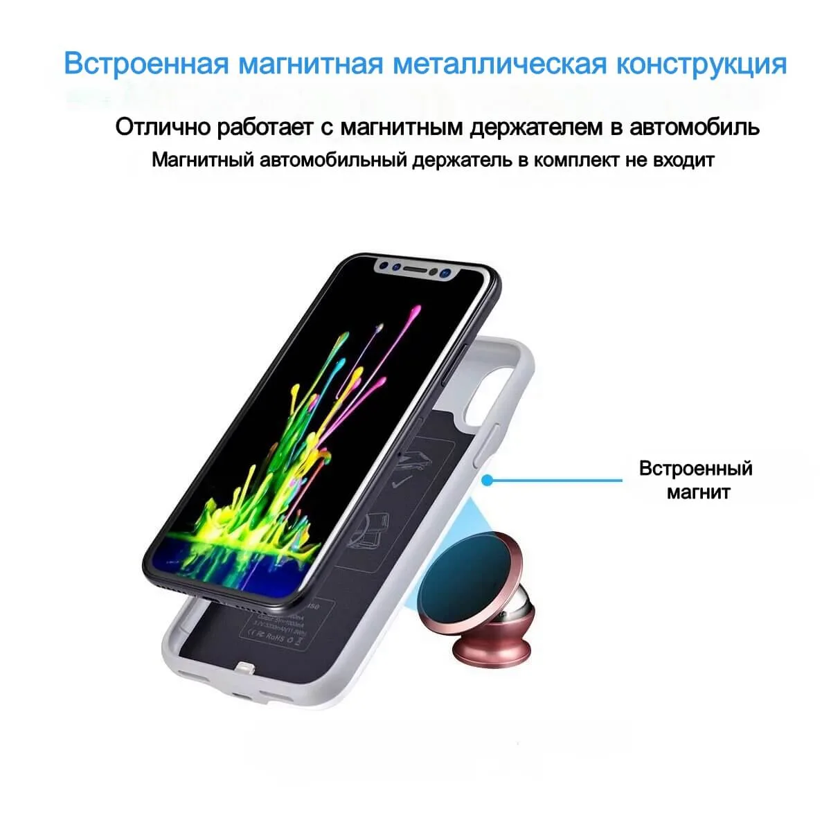 Чохол-зарядка iBattery для iPhone Xs Max Batlow 4000 mAh white — фото 6