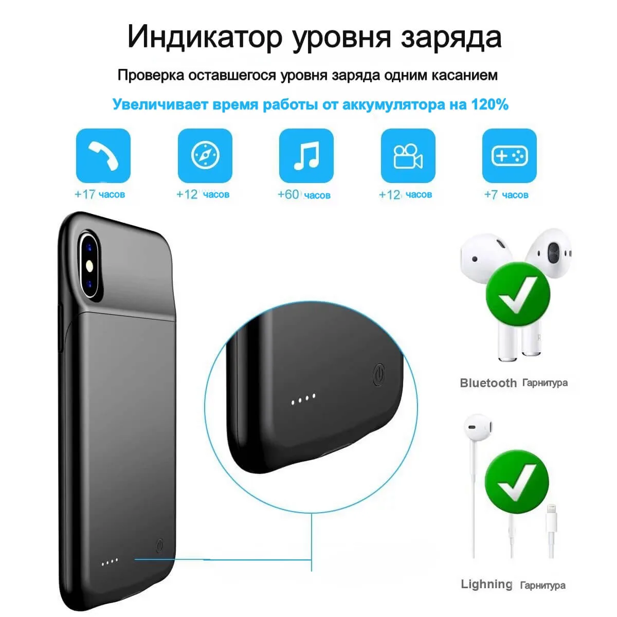 Чохол-акумулятор iBattery для iPhone Xr Batlow 4000 mAh black — фото 6