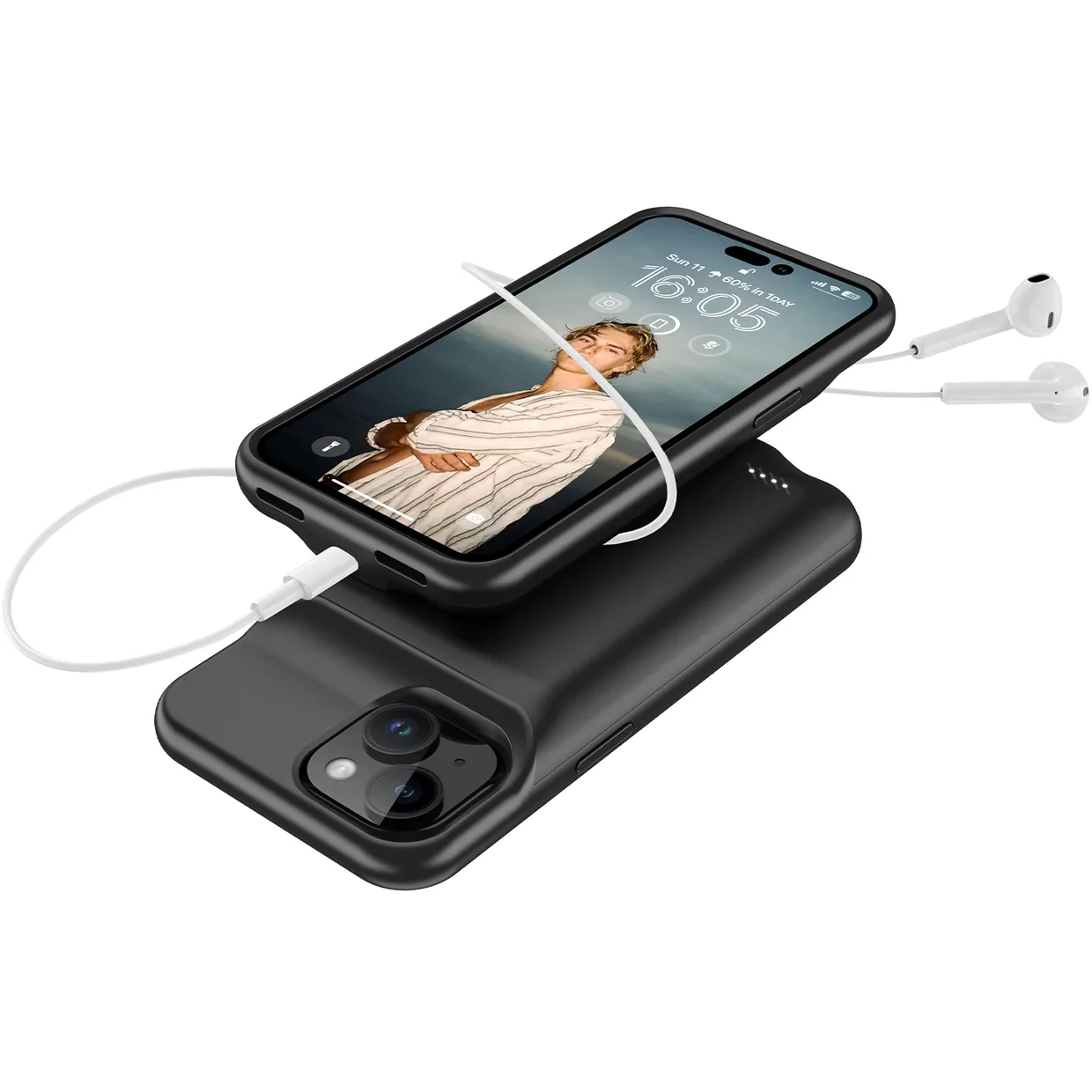 Чехол-зарядка iBattery для iPhone 15 Plus Slan 6000 mAh black — фото 10