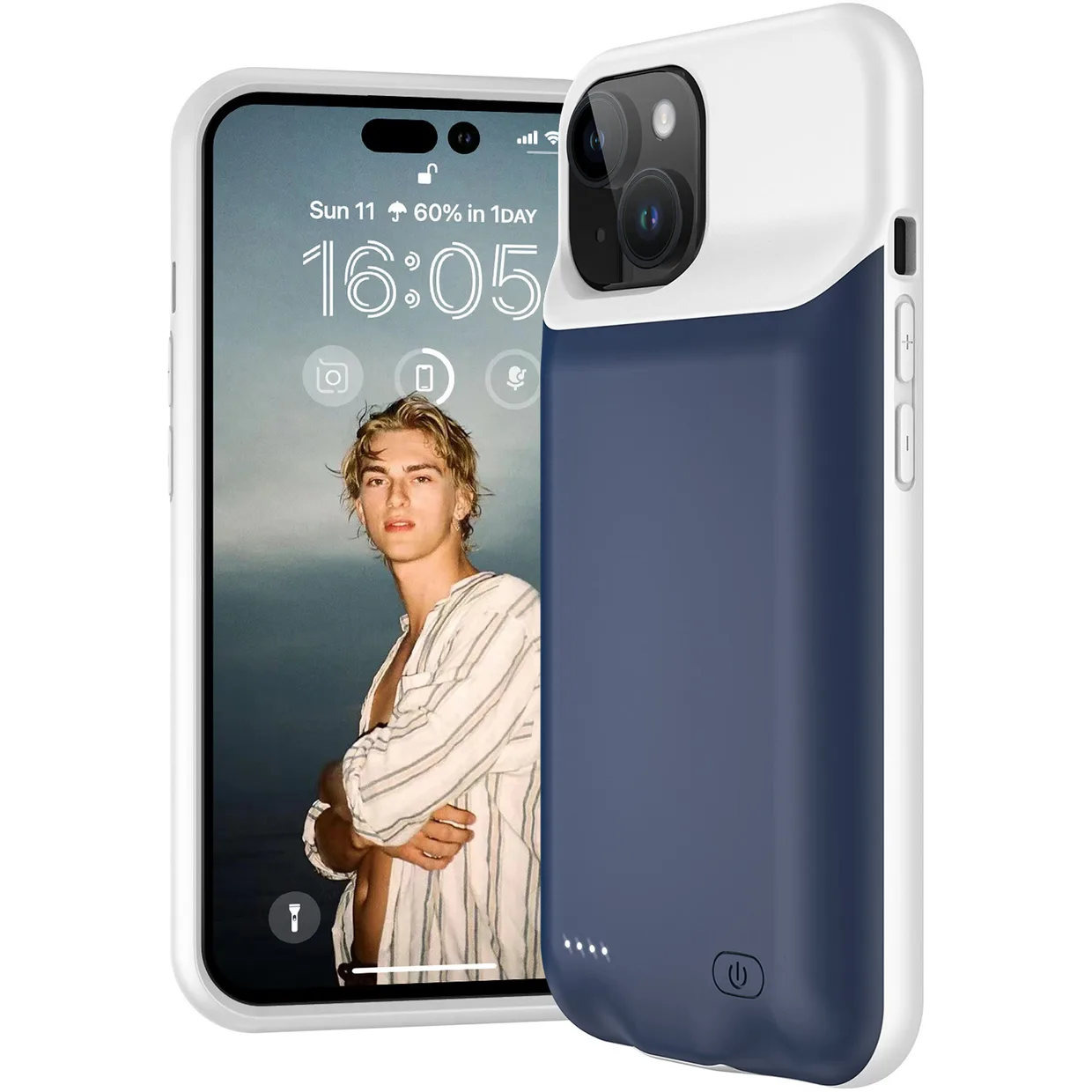Чехол-зарядка iBattery для iPhone 15 Plus Slan 6000 mAh Blue — фото 4