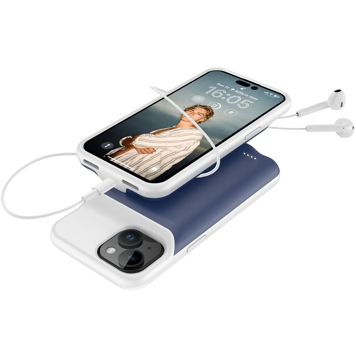 Чехол-зарядка iBattery для iPhone 15 Plus Slan 6000 mAh Blue — фото 10