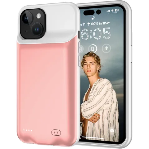 Чохол-зарядка iBattery для iPhone 15 Plus Slan 6000 mAh Rose