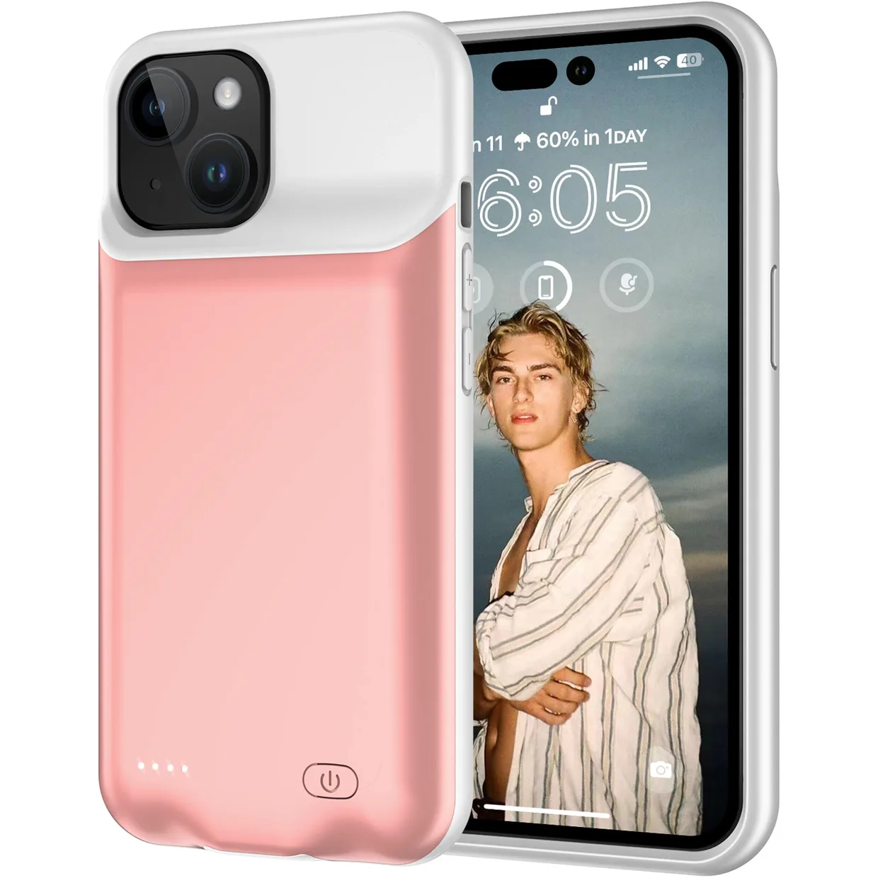 Чехол-зарядка iBattery для iPhone 15 Plus Slan 6000 mAh Rose
