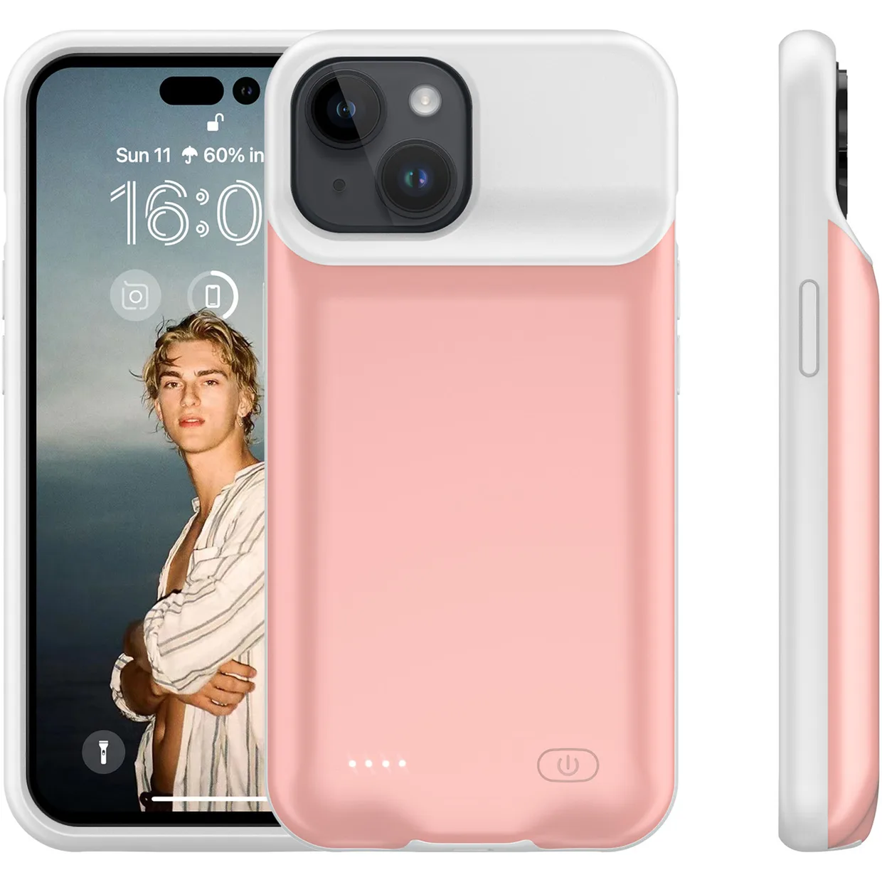 Чехол-зарядка iBattery для iPhone 15 Plus Slan 6000 mAh Rose — фото 2