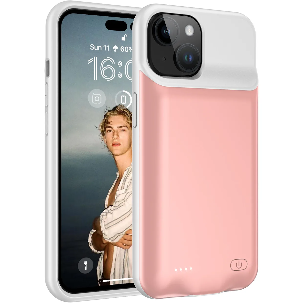Чехол-зарядка iBattery для iPhone 15 Plus Slan 6000 mAh Rose — фото 3