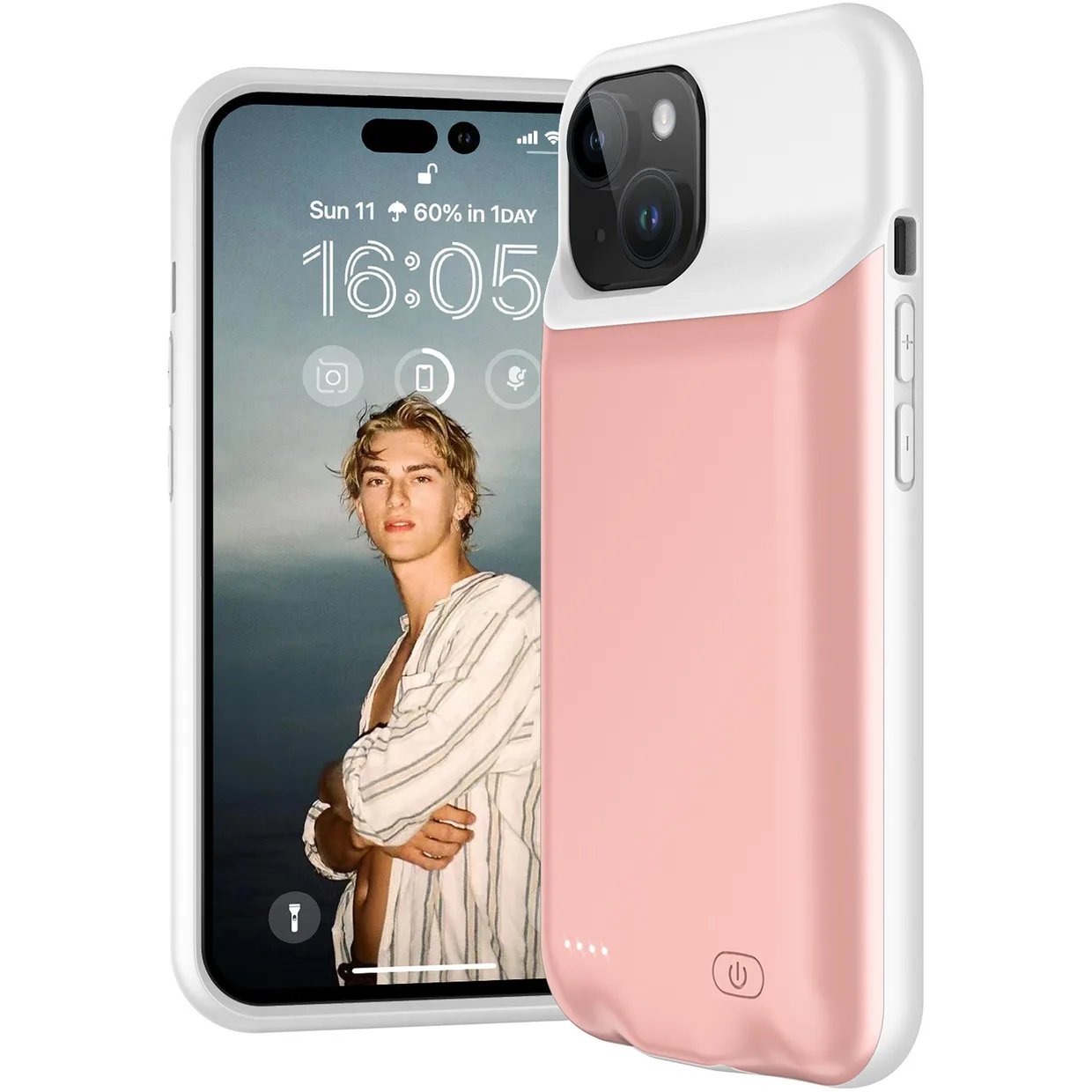 Чехол-зарядка iBattery для iPhone 15 Plus Slan 6000 mAh Rose — фото 4