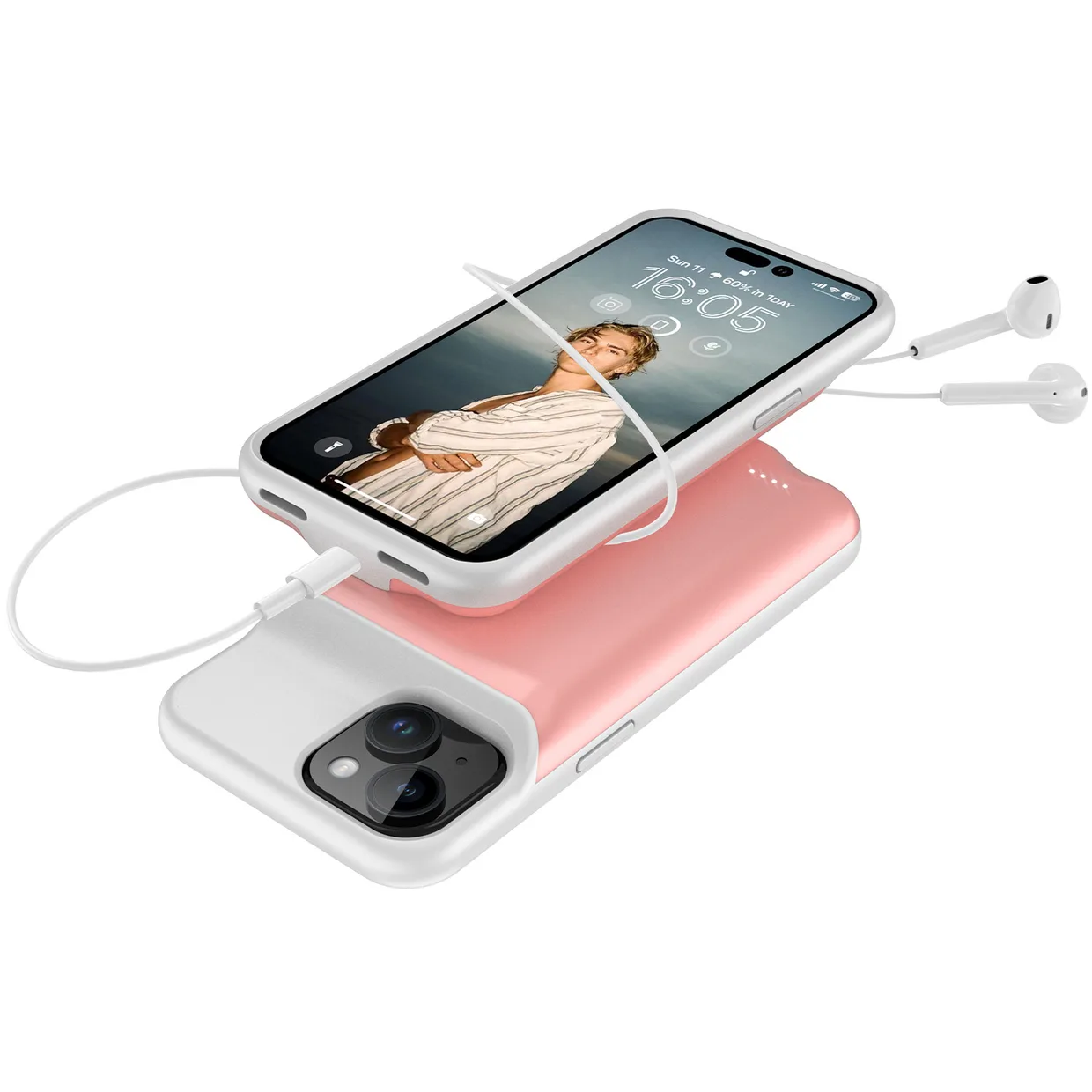 Чехол-зарядка iBattery для iPhone 15 Plus Slan 6000 mAh Rose — фото 10