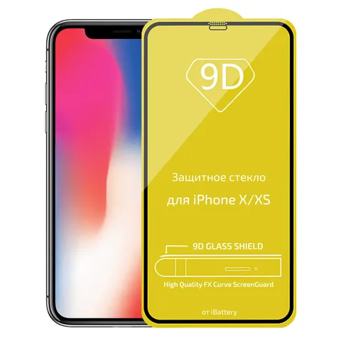 Захисне скло iBattery 9D для iPhone X/Xs black